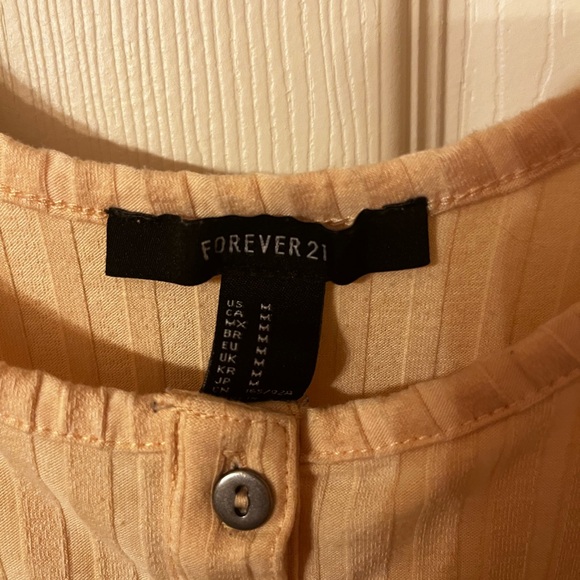 Women’s Forever 21 Ribbed Bodysuit Light Yellow - Picture 3 of 4